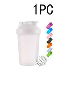 1個白色12oz/400ml摇樽,經典環扣鉤和防漏設計,附有刻度、小不銹鋼拌子和可放入洗碗機的運動健身蛋白質粉混合杯、露營杯、水杯、咖啡杯。適用於運動、健身 - 白色 - 查看 1