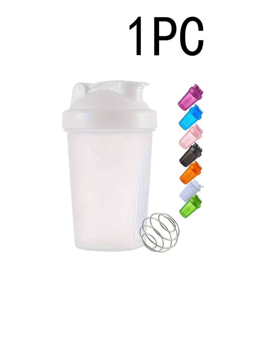 1個白色12oz/400ml摇樽,經典環扣鉤和防漏設計,附有刻度、小不銹鋼拌子和可放入洗碗機的運動健身蛋白質粉混合杯、露營杯、水杯、咖啡杯。適用於運動、健身 - 白色 - 查看 1