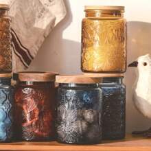 23.7 FL OZ Blue Glass Jars, 2 Pack Vintage Glass Kitchen Storage Counter Jar, Candy Jars With Lids, Blue Mason Jars Hold Coffee Beans, Tea, Cookie, Sugar, Bath Salts & More - 黃色 - 查看 4