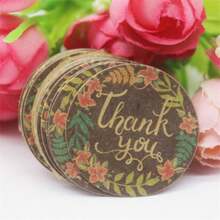 100pcs+100strings 3cm Round Kraft Paper Printed Gift Tags With Strings For Handmade, Wedding, Baking - Kraft Paper Round 3cm Label - View 11