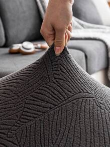 1pc Elastic Thick Sofa Cushion Cover, Dark Grey Anti-Splash All-Inclusive Four Seasons Universal Sofa Cover, Dustproof And Dirt-Resistant, Machine Washable, Suitable For L-Shaped Sofas And 1/2/3/4-Seat Sofas