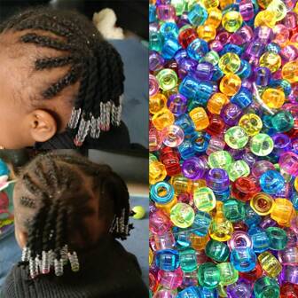 Wholesale 200Pcs Dreadlock Beads Mix Color Transparent 4mm Big Hole Jumbo Braids Dreadlock For Kids Hair Accessories Styling 6x9mm Hair Clips Claw Clips Hair Claws Hair Slide Hair Barrettes