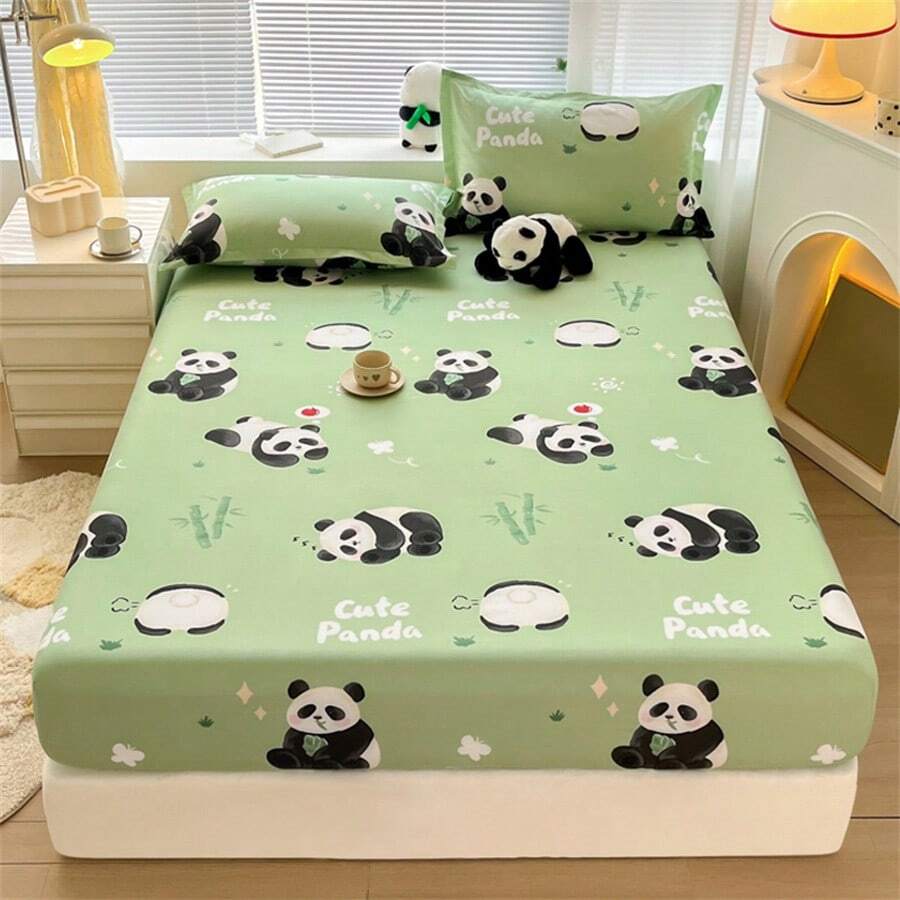 1 Miếng Làn da thân thiện Dày lên In Đã chải Chất vải Chăn Vừa vặn ( Giường đơn ) Mềm mại & Thoáng khí , Nếp nhăn Chống lại Lớp bảo vệ Với , Phù hợp Đối với Tất cả các mùa - Thiên đường gấu trúc - Xem 1