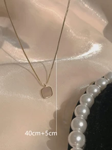 1 Vòng Cổ Vuông Bằng Thép Không Gỉ Thời Trang Cho Nữ Trang Trí Hàng Ngày - Vàng - Xem 2