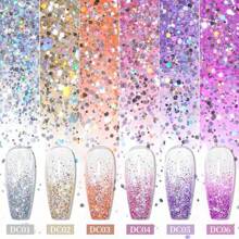 Xeijayi 6色閃光亮片凝膠指甲油套裝,半永久性和可浸泡性,針對家庭和美甲沙龍使用的led藝術工具,聖誕禮物選擇 - 彩色 - 查看 3