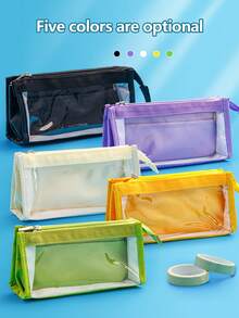 1入組6層透明筆袋,具多個隔層,大容量文具袋,學生必備,且顯眼 - 白色 - 查看 3