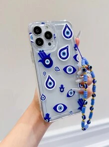 Handyanhänger mit blauem Teufelsauge, stoßfeste Handyhülle mit Trageriemen, kompatibel mit Apple iPhone 14 Pro Max, 13, 12/12 Pro, 11, XS, kompatibel mit 15er Serie, modische Handyschutzabdeckung