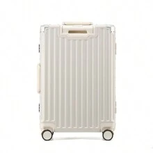 High-Quality Aluminum Frame Luggage, Scratch-Resistant Travel Suitcase With Large Capacity And Combination Lock Bag For School School Accessories School Stuff - White - View 3