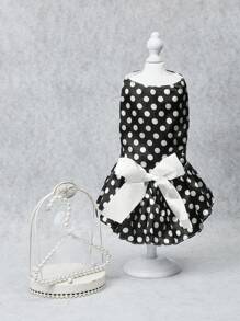 1件宠物婚礼波点礼服，适合猫狗 - 黑與白 - 查看 10