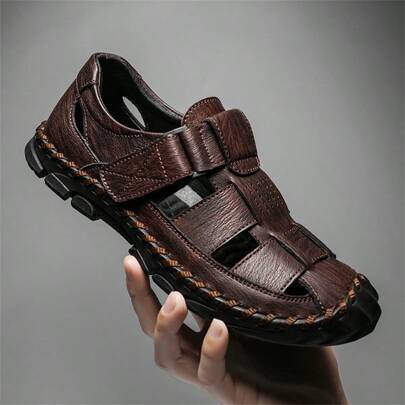 Sandalias Cerradas Para Hombre Al Aire Libre, Talla Grande, Deportivas Y Casuales, Sandalias De Conducción; Sandalias Hechas A Mano