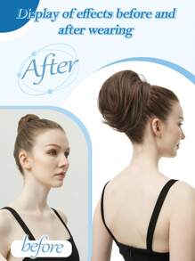 Synthetic Short Ponytail Black 6-Inch Bun Hair Comb Clip Hair Bundle Adjustable Drawstring Ponytail Synthetic Hair Piece Female Extension