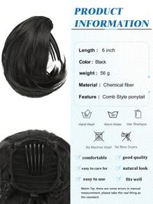 Synthetic Short Ponytail Black 6-Inch Bun Hair Comb Clip Hair Bundle Adjustable Drawstring Ponytail Synthetic Hair Piece Female Extension