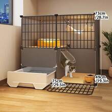 Cat Cage Indoor Cat Litter Box Bed Pan Toilet With Free Space Cat House For Breeding And Rearing Kittens - Multicolor - View 3