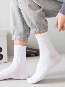 Sports Outdoor 10pairs/Pack Unisex Solid Color Mid-Calf Compression Socks For Outdoor Sports And Travel