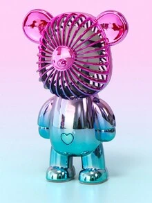Cute Bear Shaped Portable Mini Fan, Multicolor Ombre Design, Ideal For Summer Use