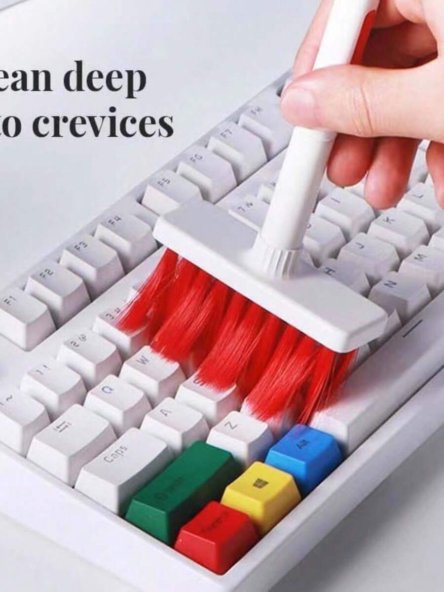 01 peça Escova Pincel 5 Em 1 Para Limpar Teclado Fone Multiuso NS-3783 - Branco - Visão 1