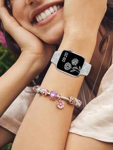 St.Siabe 1 chiếc dây đeo thể thao bằng silicon mềm chống thấm nước khắc họa tiết hoa tương thích với đồng hồ Apple Watch 38mm 40mm 41mm 42mm 44mm 45mm 49mm, tương thích với đồng hồ Apple Watch Series 10 9 8 7 6 5 4 3 2 1 SE Dây đeo cổ tay thay thế Ultra Loop - Xem 2