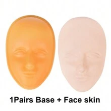 2pcs/Set 5D Face Tattoo Training Head, Silicone Practice Skin, Permanent Makeup Lip & Eyebrow Tattoo Skin Model, Face & Head Tattoo Accessories, Suitable For Makeup Beginners And Artists - Apricot - View 14