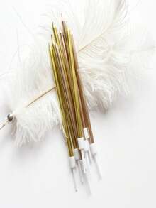 金色铅笔形蛋糕蜡烛，带长棒，创意金属镀层细蜡烛 - 鍍金鉛筆蠟燭 - 查看 4