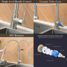 Kitchen Sink Faucet, Pull Down Kitchen Faucet,Chrome Kitchen Faucet With Sprayer Stainless Steel Single Handle - Silver - View 7