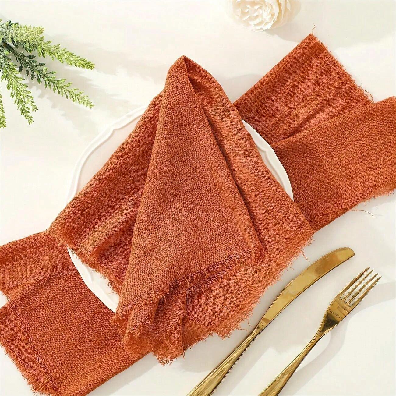 10pcs 12.6x12.6in Vintage Rustic Gauze Napkins, Wholesale Decor For Tea