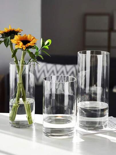 1pc St ing Glass Vase Transparent Bottle Living Room Flower Arrangement, Multi Size Jar Birthday Graduation Home view 3