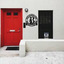 Personalized Classic Metal Welcome Sign, Metal Wall Art, Housewarming Gift, Wedding Gift, Door Hanger, Initial Wall Name Diy Decoration, Flower Vows Letter Combination Sign,Home Decor ,Room Decor,Wall Decor - Black - View 30