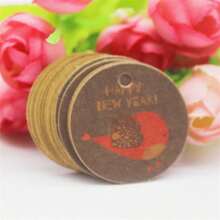 100pcs+100strings 3cm Round Kraft Paper Printed Gift Tags With Strings For Handmade, Wedding, Baking - Kraft Paper Round 3cm Label - View 31