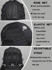 Pelucas Negras Cortas Con Flequillo - Negro - Ver 6