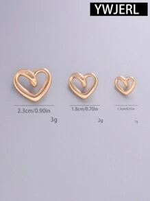 6 Peças/conjunto Botão De Metal Com Formato De Coração Oco E Superfície Lisa Para Camisas De Mulher, Suéteres, Casacos E Acessórios Diy