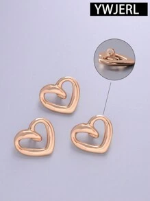 6 Peças/conjunto Botão De Metal Com Formato De Coração Oco E Superfície Lisa Para Camisas De Mulher, Suéteres, Casacos E Acessórios Diy