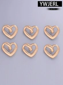 6 Peças/conjunto Botão De Metal Com Formato De Coração Oco E Superfície Lisa Para Camisas De Mulher, Suéteres, Casacos E Acessórios Diy