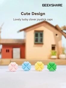 GeekShare 4pcs Lucky Clover Patterned Silicone Thumb Grips Compatible With Switch/Switch Oled/Switch Lite - Multicolor - View 3
