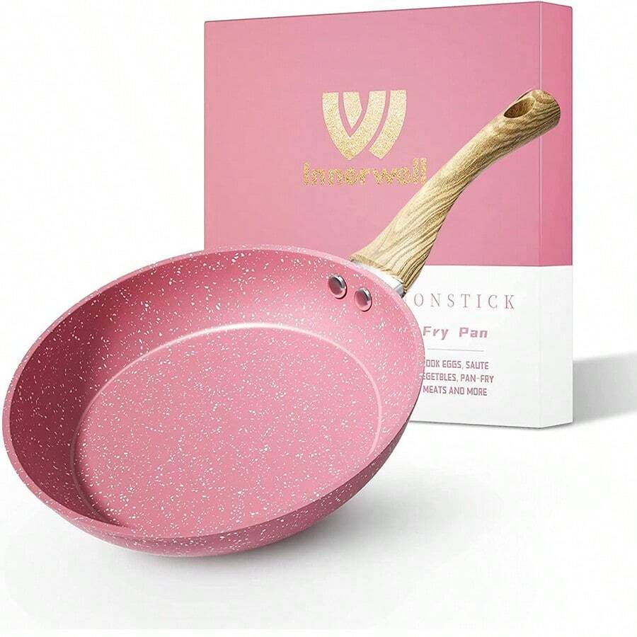 1pc Aluminum Non-Stick Frying Pan 8in/9.5in/11in - Pink - View 1