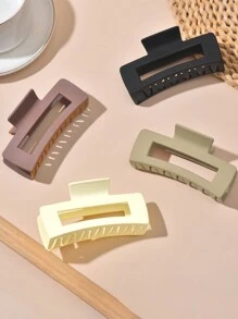 DIYPLUS 1-4pcs/Set Women Elegant Rectangle Shaped Hair Clips, Featuring Multiple Colors & Extra-Large Design, Suitable For Daily Use On Long & Curly Hair