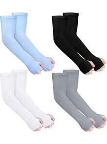 2對女性冷卻臂套,防曬臂套配防滑設計,女性拇指洞設計臂套,男性釣魚戶外運動防曬uv臂套