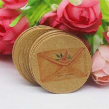 100pcs+100strings 3cm Round Kraft Paper Printed Gift Tags With Strings For Handmade, Wedding, Baking - Kraft Paper Round 3cm Label - View 58