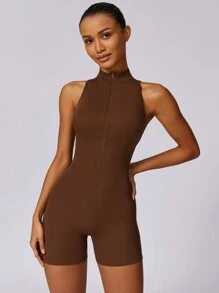 MASKERT Yoga Jumpsuit Für Damen, Übungs-kurzarm Sport-jumpsuit, Schnell Trocknender, Hochelastischer Jumpsuit