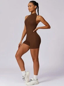 MASKERT Yoga Jumpsuit Für Damen, Übungs-kurzarm Sport-jumpsuit, Schnell Trocknender, Hochelastischer Jumpsuit