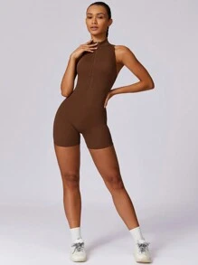 MASKERT Yoga Jumpsuit Für Damen, Übungs-kurzarm Sport-jumpsuit, Schnell Trocknender, Hochelastischer Jumpsuit