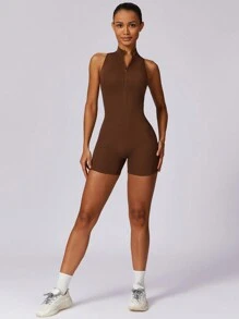 MASKERT Yoga Jumpsuit Für Damen, Übungs-kurzarm Sport-jumpsuit, Schnell Trocknender, Hochelastischer Jumpsuit