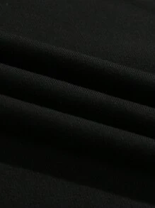 1pc Tween Boys Casual Solid Color Drawstring Fleece Sweatpants, Suitable For Commuting, School, Daily Casual, Travel, Spring/Autumn - Black - View 4