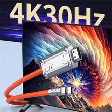 NADODO USB C 转 HDMI 线 4K@30Hz Thunderbolt 3 转 HDMI 适配器 6 英尺 Type C 公头转 HDMI 公头转换器 PVC 兼容 USB Type C 转 HDMI 线适用于 Chromebook、电视 - 耐用不易破碎的硅胶 - 橘色 - 查看 2