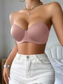 Thin Strapless Smooth Bra, Push-Up With Anti-Slip Design For Side And Bottom Support, Invisible Bra For Wedding Dress, Lingerie