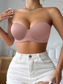 Thin Strapless Smooth Bra, Push-Up With Anti-Slip Design For Side And Bottom Support, Invisible Bra For Wedding Dress, Lingerie