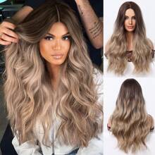 Gradient Brown Glamrous Sexy Długie Falowane Włosy 24 cale Środkowa Część Peruki Syntetyczne Dla Dziewczyn Kobiety Codzienne Użytkowanie Impreza Wakacje Święta Festiwal Naturalne Fale Ciała Seksowne Romantyczne Eleganckie Skromne Szkoła Ulica Sport Proste Swobodne Halloween Prezenty Świąteczne Peruka Odporna Na Ciepło Różana Siatka