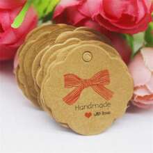 100pcs+100strings 3cm Round Kraft Paper Printed Gift Tags With Strings For Handmade, Wedding, Baking - Kraft Paper Round 3cm Label - View 10