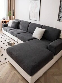 1pc Elastic Thick Sofa Cushion Cover, Dark Grey Anti-Splash All-Inclusive Four Seasons Universal Sofa Cover, Dustproof And Dirt-Resistant, Machine Washable, Suitable For L-Shaped Sofas And 1/2/3/4-Seat Sofas