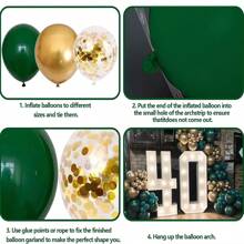 120 piezas Kit de combinación de globos de látex verdes, dorados metálicos y de confeti para decoración de fiesta de graduación, cumpleaños, boda, aniversario, Navidad, Año Nuevo