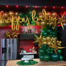 120 piezas Kit de combinación de globos de látex verdes, dorados metálicos y de confeti para decoración de fiesta de graduación, cumpleaños, boda, aniversario, Navidad, Año Nuevo
